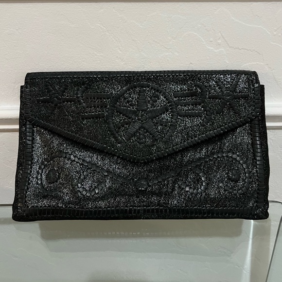 Lucky Brand Handbags - Lucky Brand Clutch Shimmer Embroidered Cowhide Leather Envelope Style
